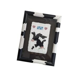 Vintage‎ 1990's Figi Graphics Holstein Cow Framed Art Hand Cast Paper Wall Decor